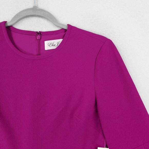 Eliza J Dress Womens 4 Petite Purple Pink Bell Sleeve A Line Flare Classic NEW - Picture 2 of 14